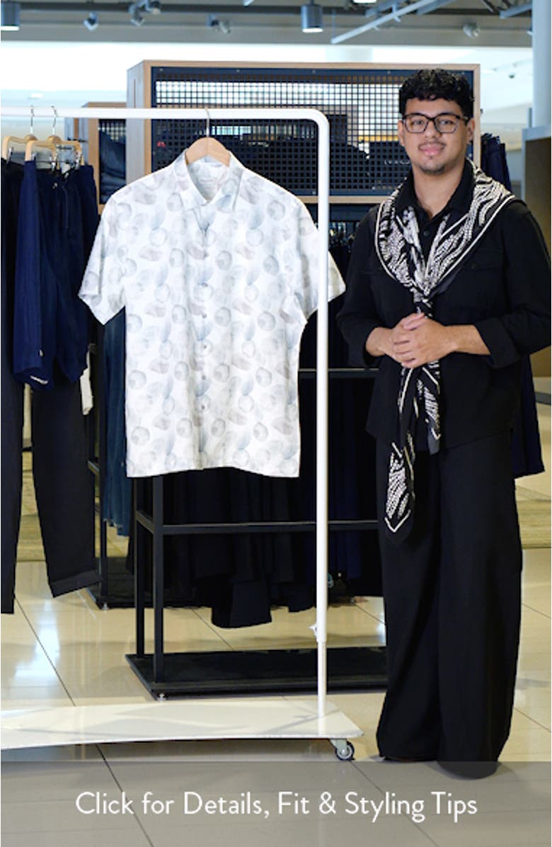 Vero Shaped Fit Abstract Print Short Sleeve Button-Up Shirt, sales video thumbnail