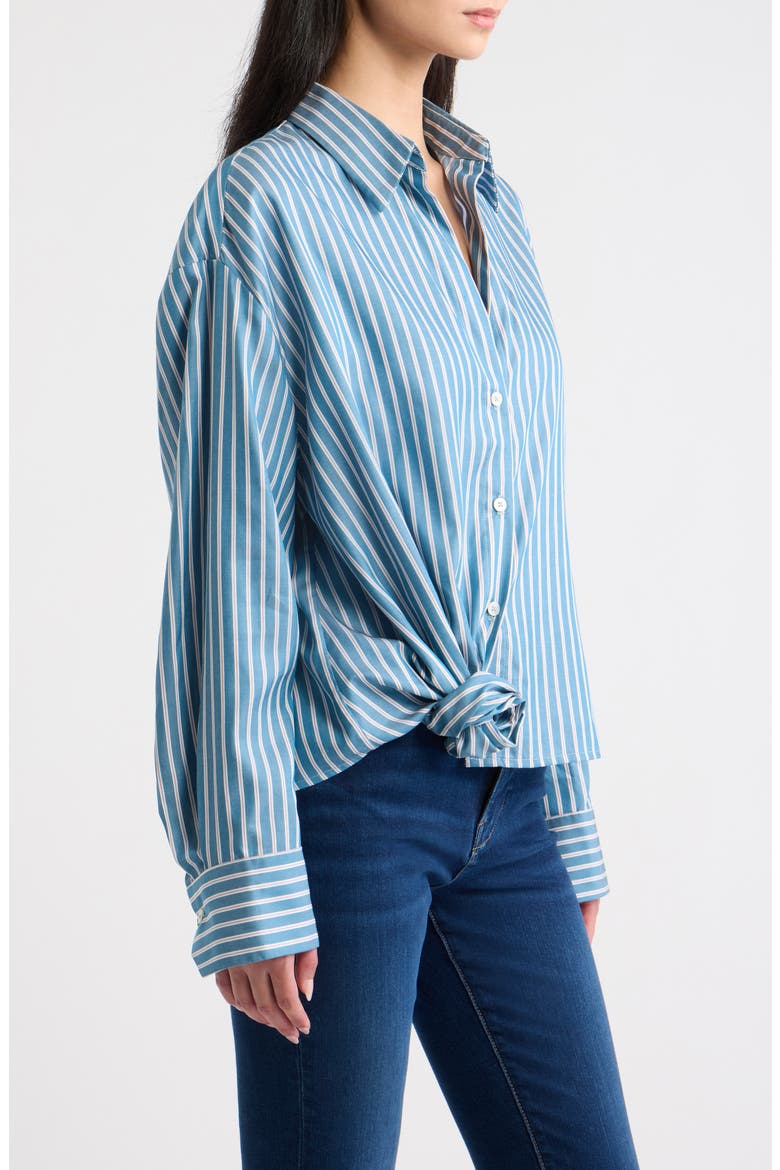 Long Sleeve Tencel Lyocell Knot Shirt, Alternate, color, PINE STRIPE