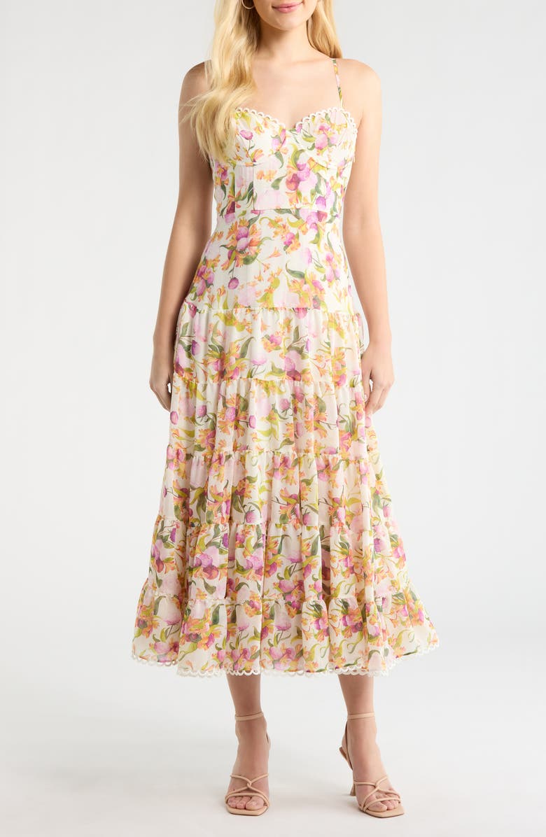 ASTR the Label Lianna Tiered Maxi Sundress, Main, color, Pink Multi Floral