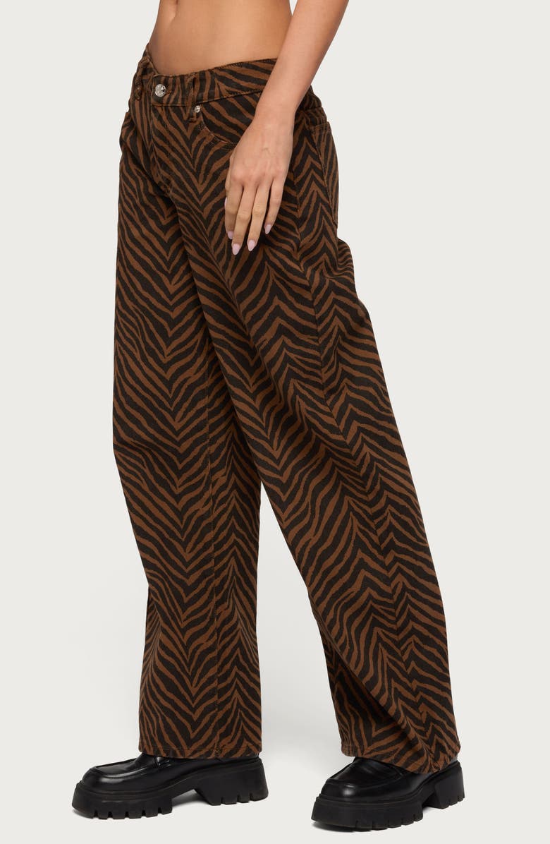 EDIKTED Zebra Print Baggy Straight Leg Jeans, Alternate, color, 