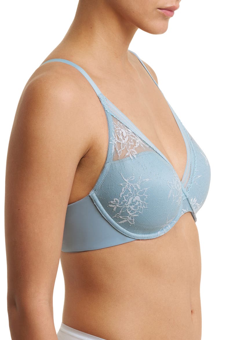 Love Lace Back Smoothing Plunge T-Shirt Bra, Alternate, color, SUCCULENT/ SKY GREEN