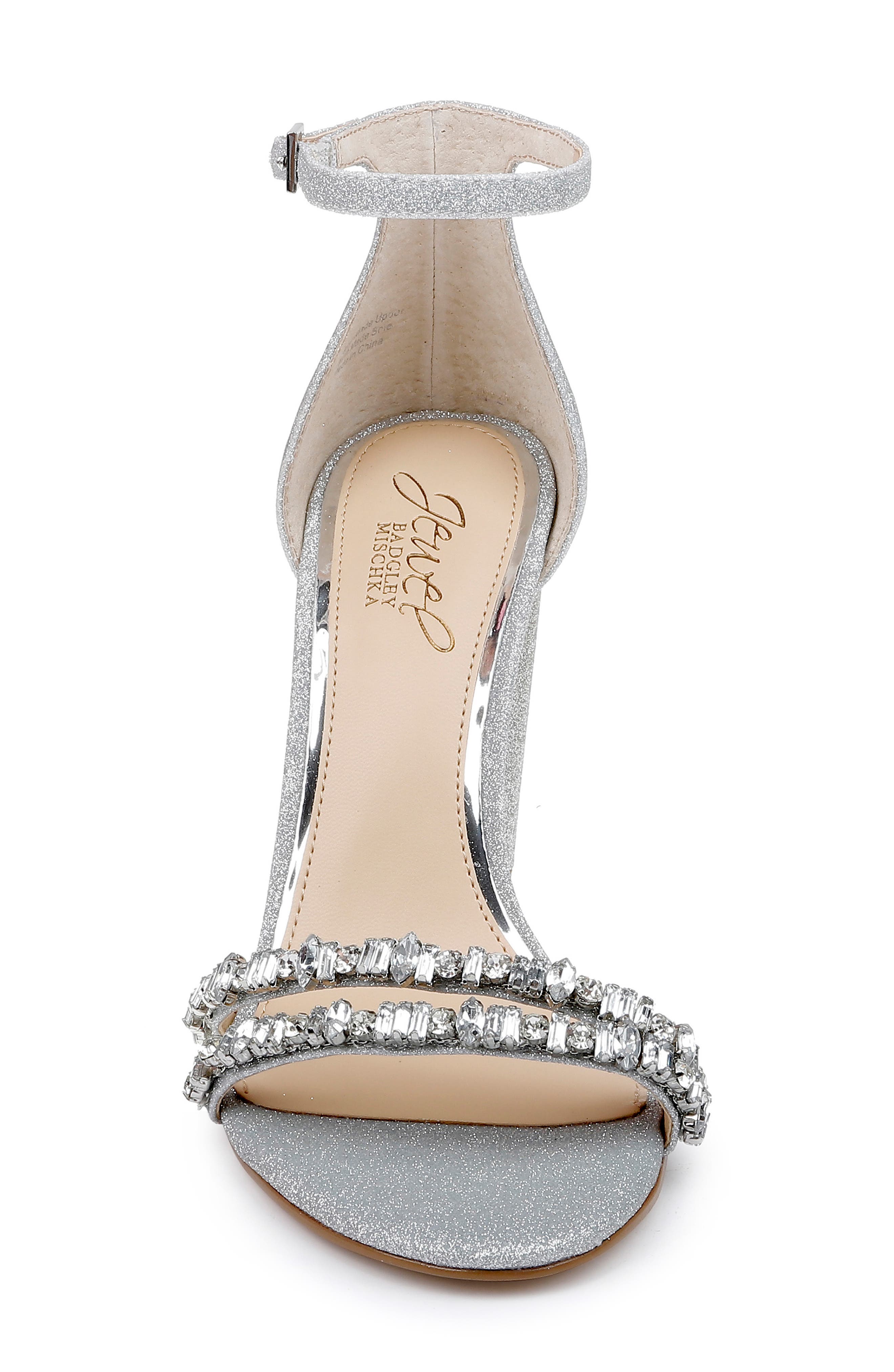 Jewel Badgley Mischka Alia Sandal, Alternate, color, Silver