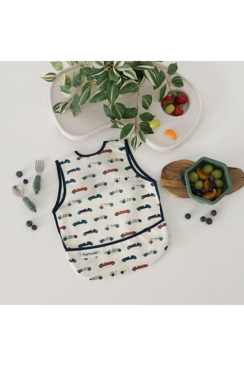 Mess-Proof and Waterproof Baby Apron Bib, Alternate, color, Vintage Cars