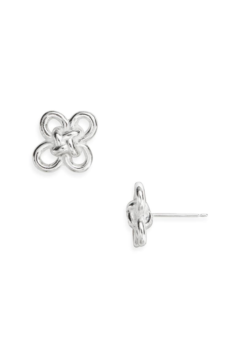 Good Luck Knot Stud Earrings, Main, color, SILVER