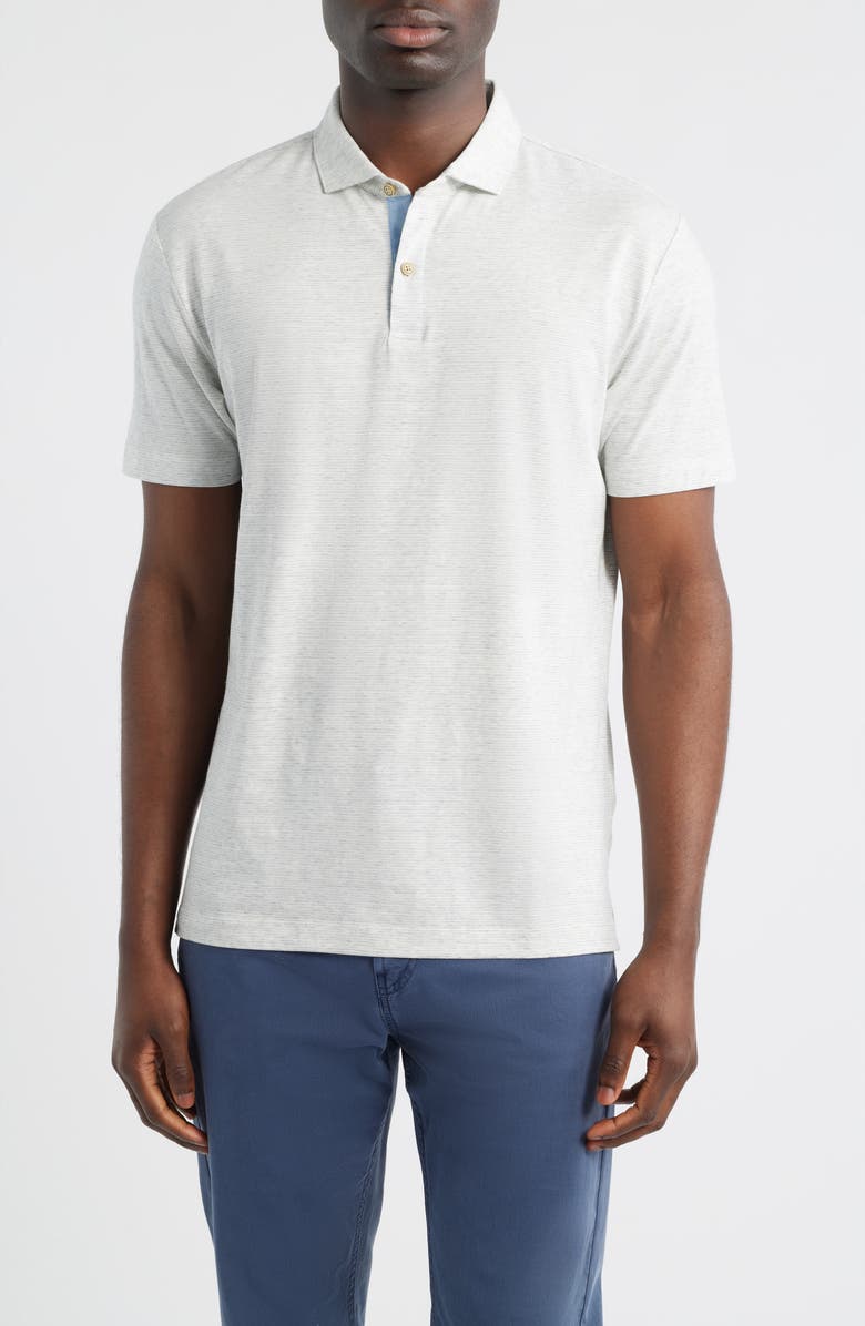johnnie-O Thatcher Stripe Cotton Blend Polo, Main, color, Light Gray