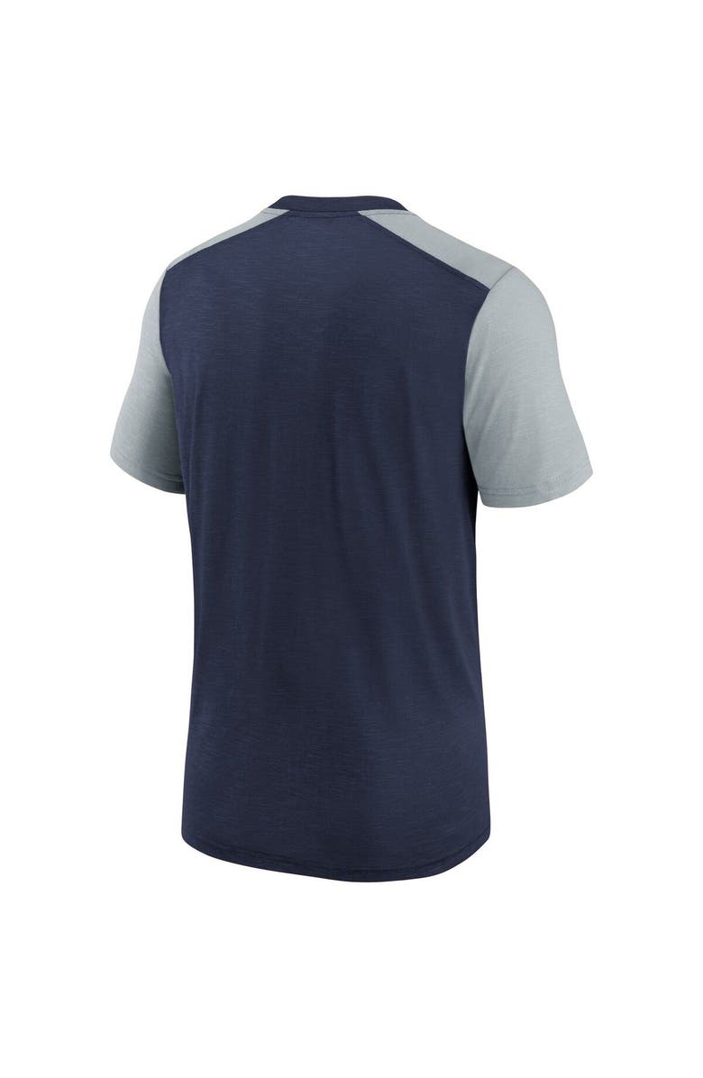 Nike Youth Nike Heathered College Navy/Heathered Gray Seattle Seahawks Colorblock Team Name T-Shirt, Alternate, color, Navy