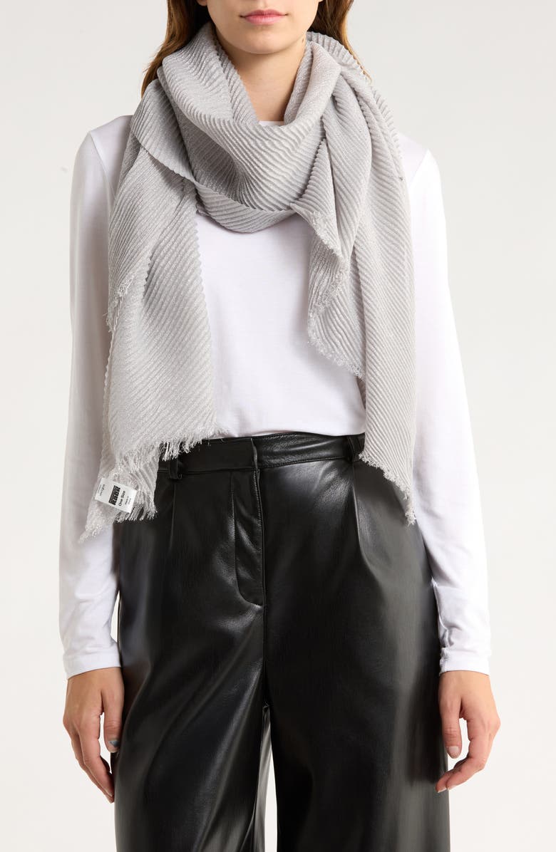 NORDSTROM RACK Pleated Occasion Wrap, Main, color, Silver