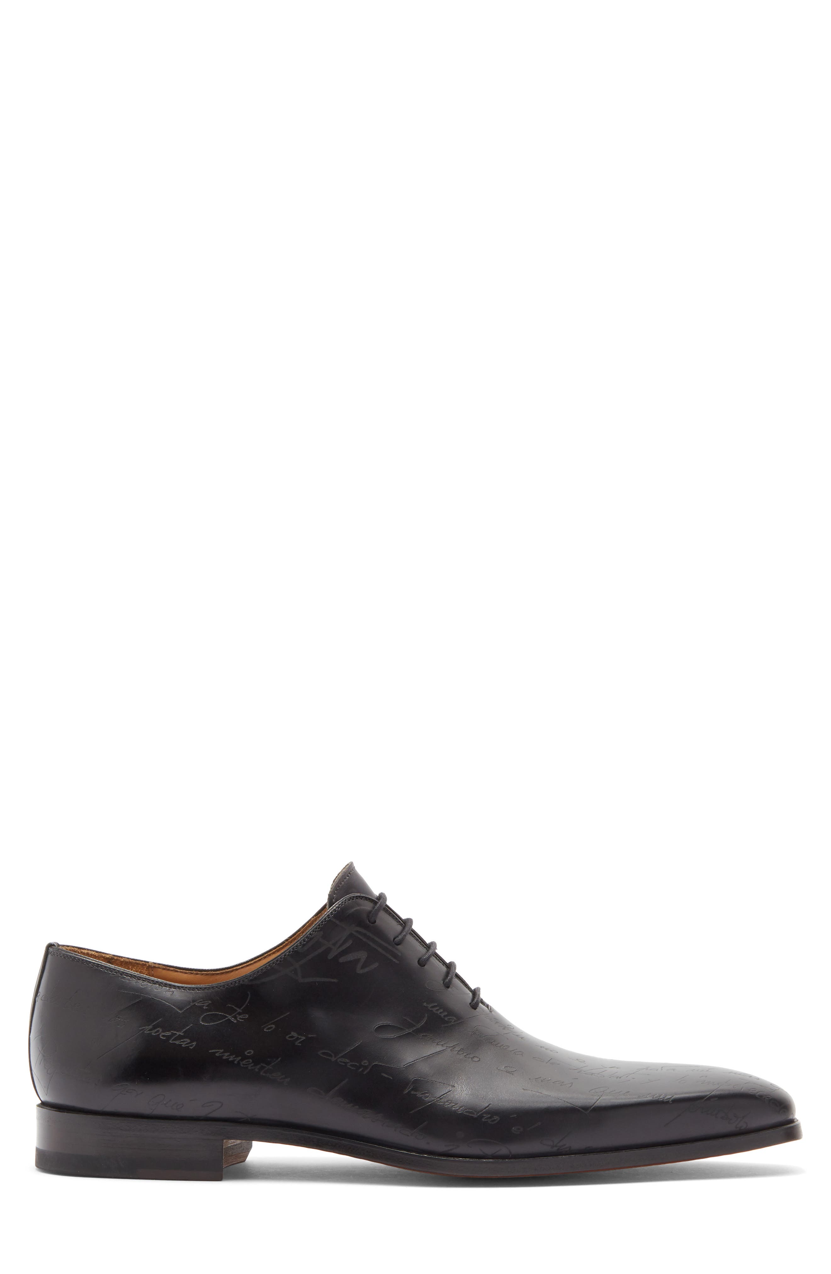 Magnanni Script Plain Toe Oxford, Alternate, color, Black