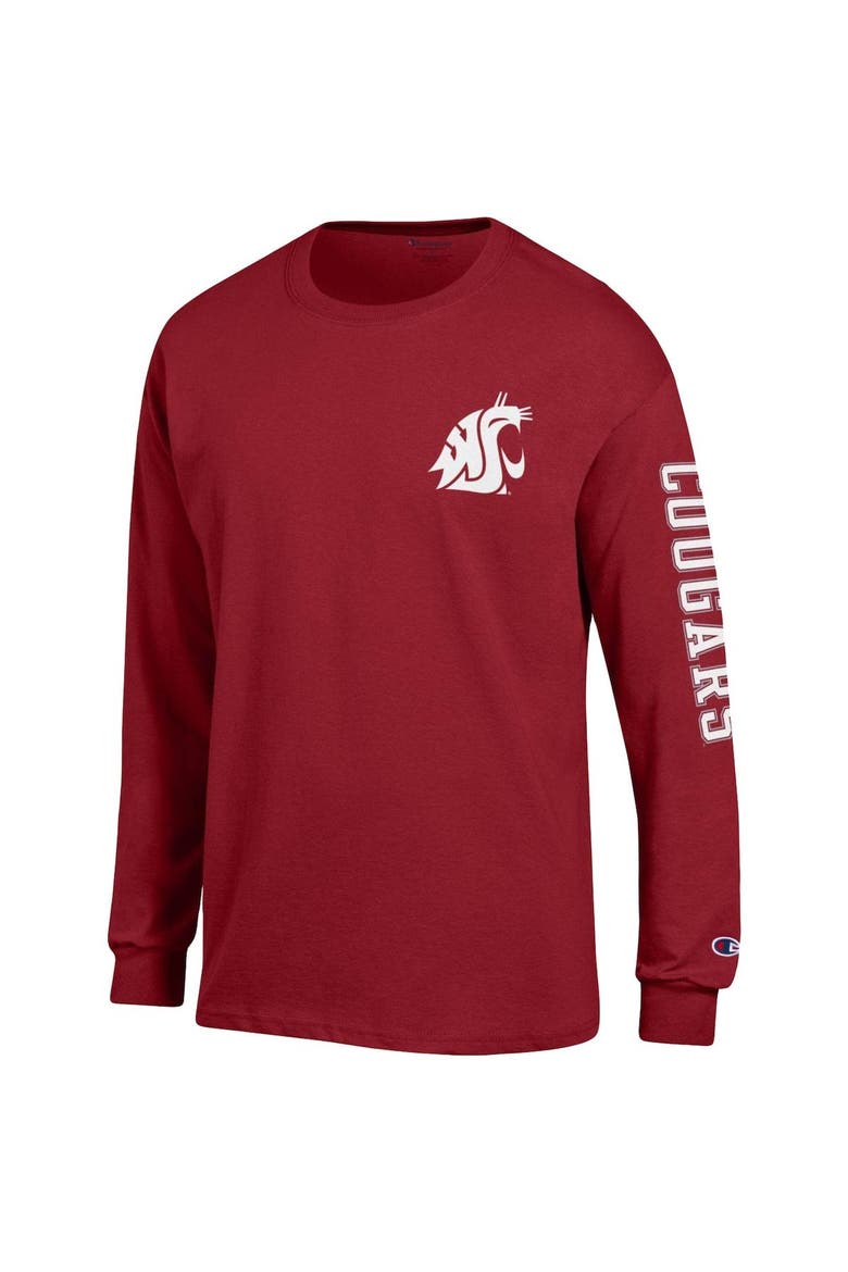 Men's Champion Crimson Washington State Cougars Team Stack Long Sleeve T-Shirt, Alternate, color, Crimson