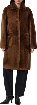 AllSaints Serra Reversible Genuine Shearling Coat