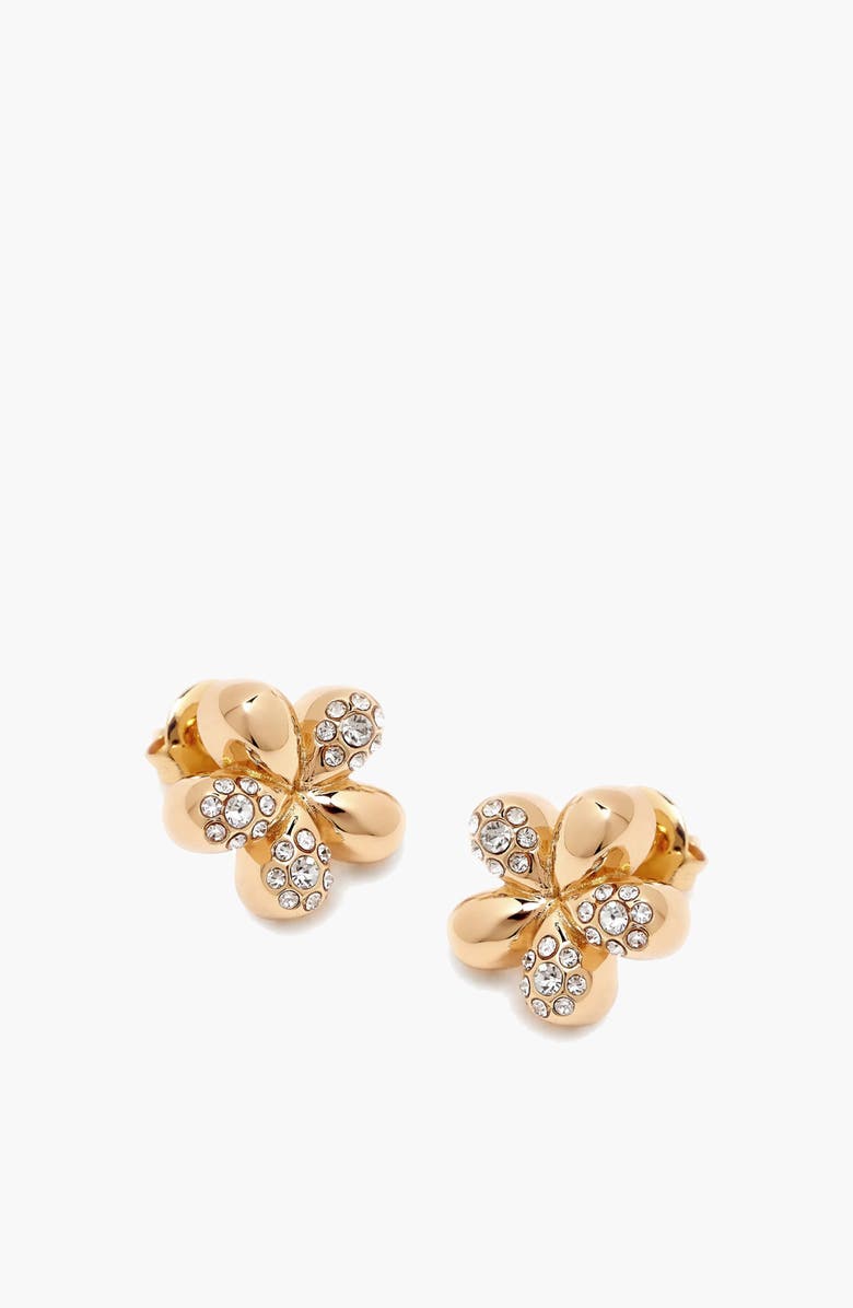 YOJ Luna Mini Flower Crystal Stud Earring in Gold, Main, color, Gold