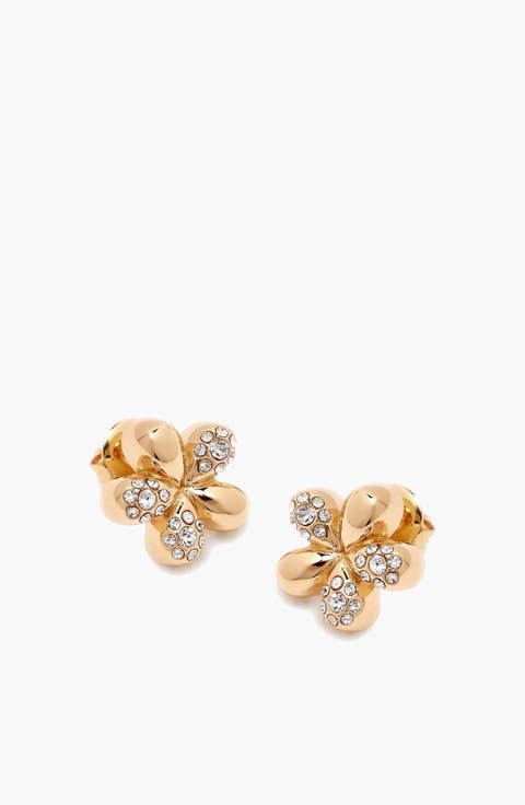 Luna Mini Flower Crystal Stud Earring in Gold