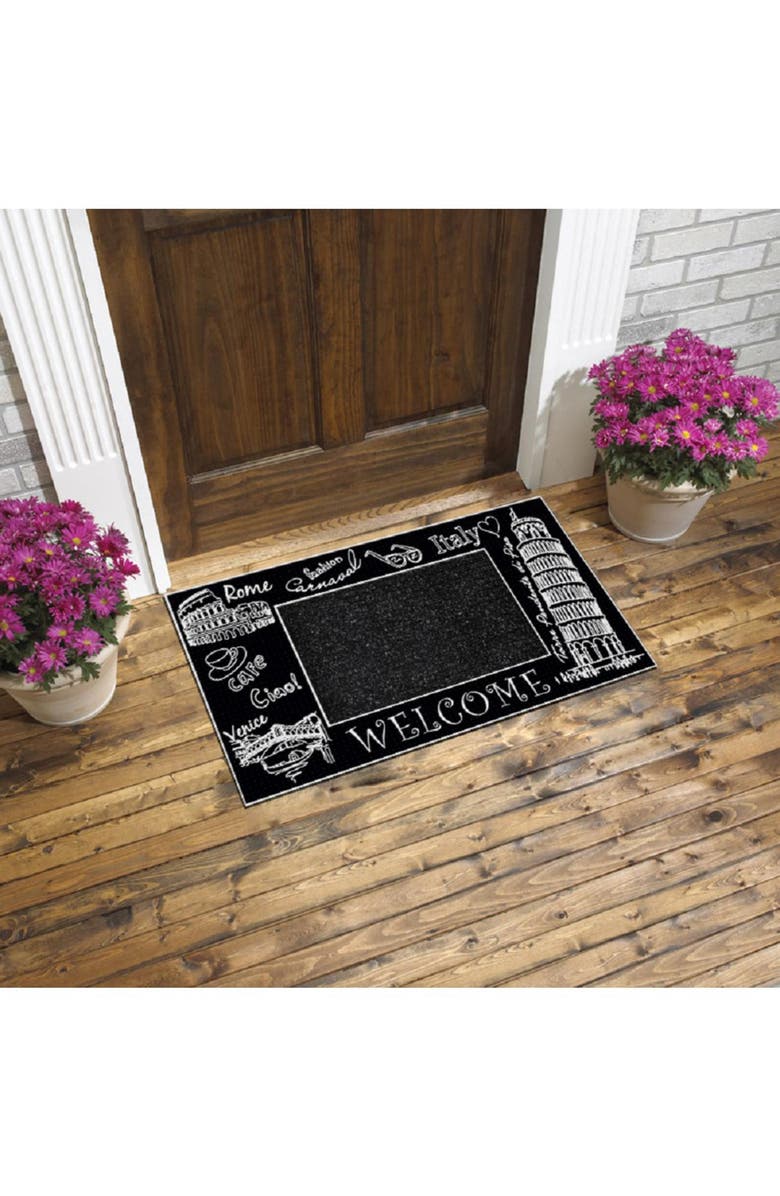 J AND V TEXTILES Welcome Outdoor Mat, Alternate, color, Italy Silver
