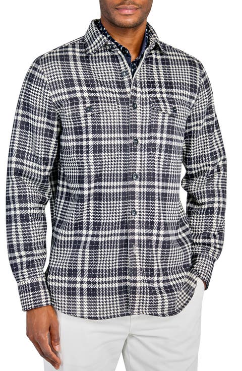 Plaid Houndstooth Shirt Jacket