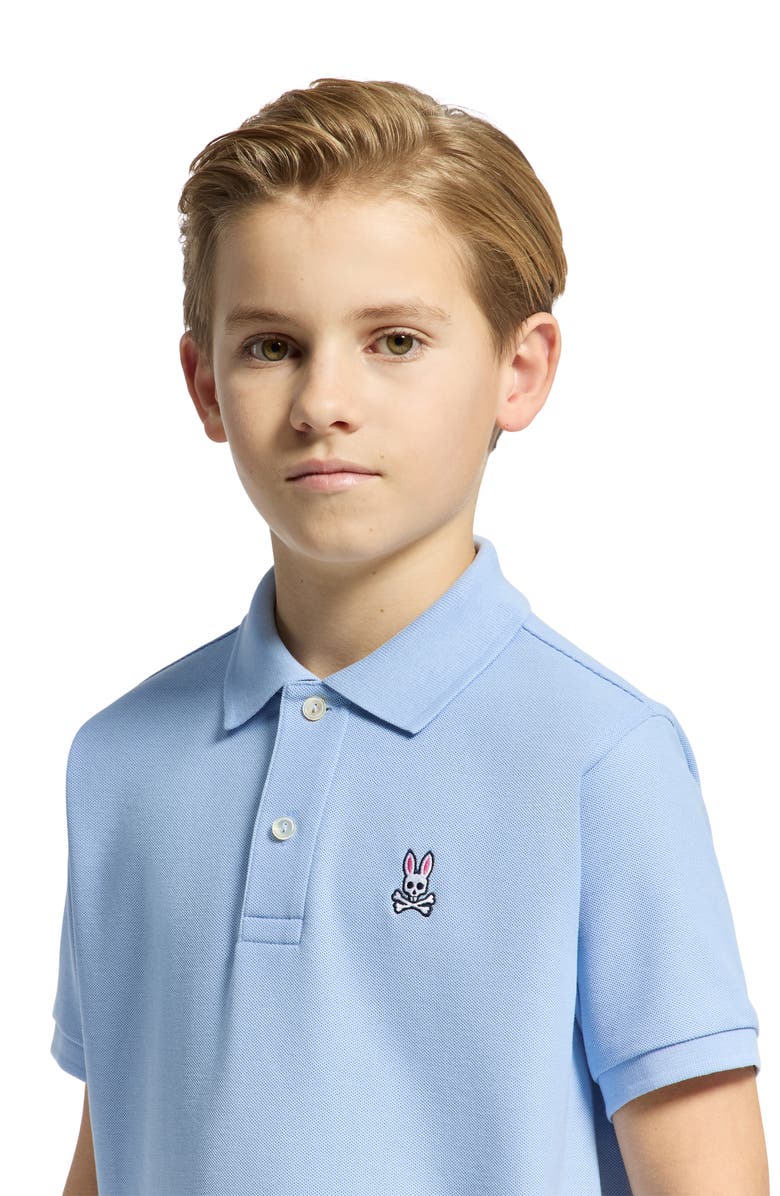 Psycho Bunny Kids' Classic Cotton Pique Polo, Alternate, color, Serenity