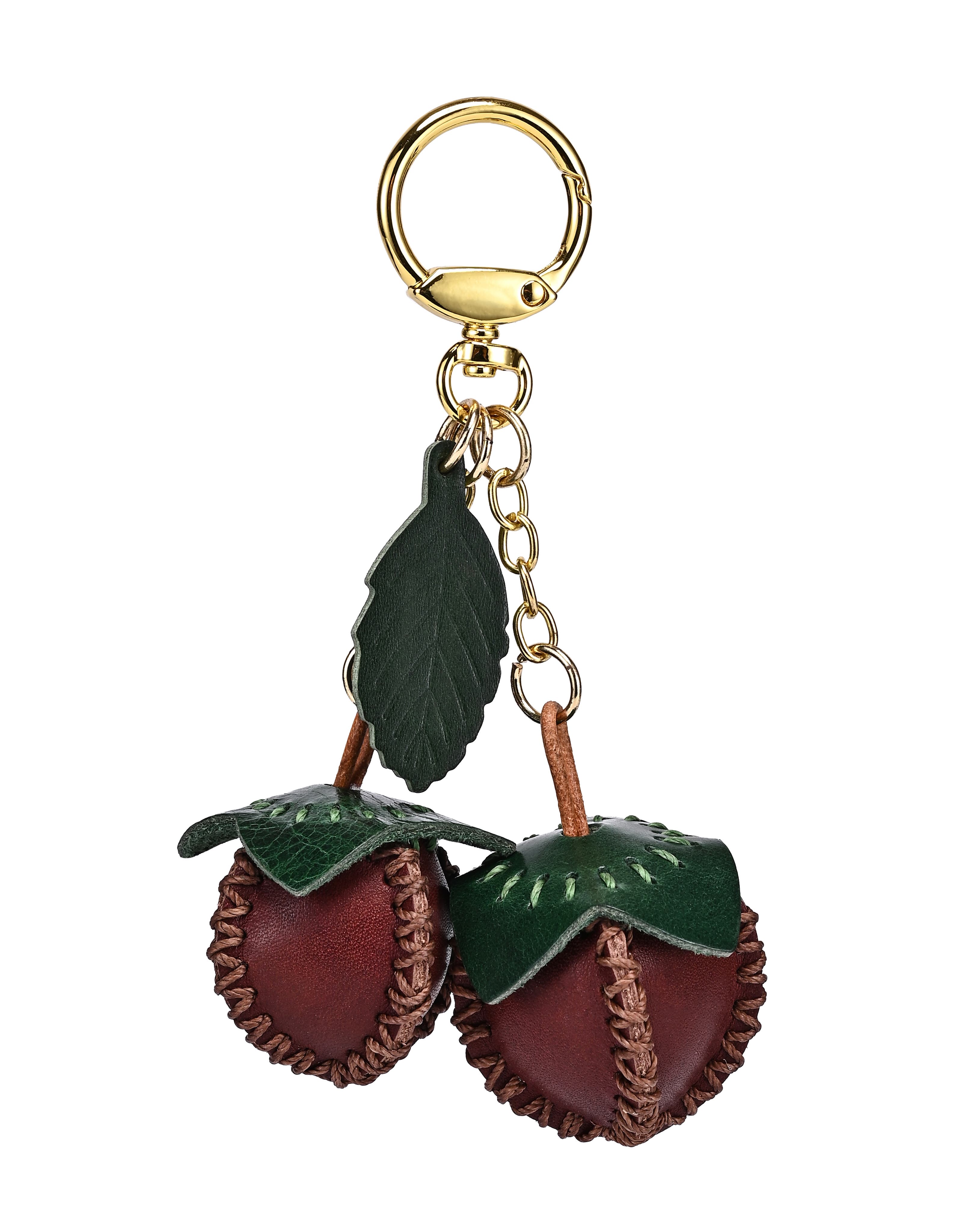 OLD TREND Simi Genuine Leather Mini Fruit Key Charm, Alternate, color, Wine
