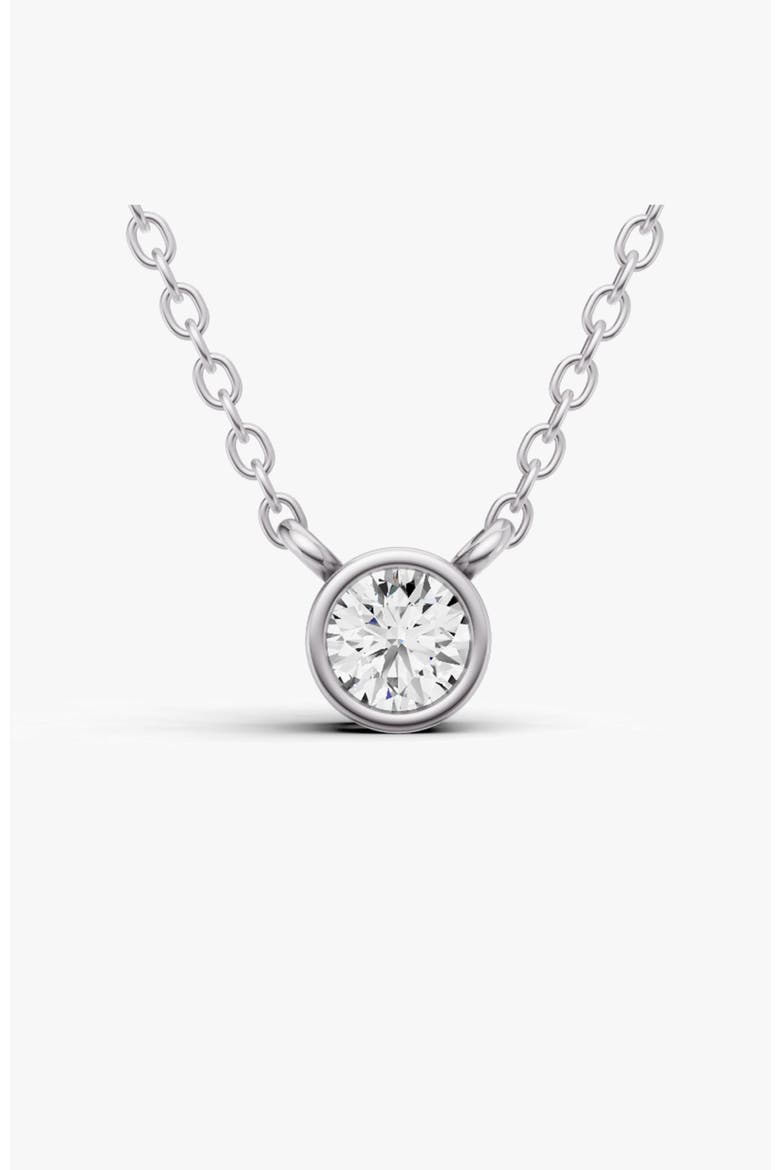 14K Gold 1 ct Lab-Grown Diamond Solitaire Pendant, Main, color, White Gold