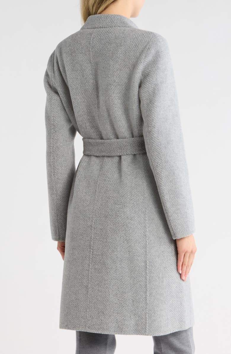 Theory Chevron Belted Wool Coat, Alternate, color, Heather Grey