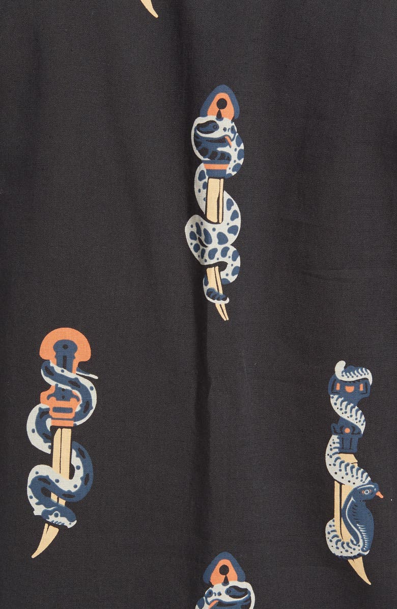 Roark Snake & Dagger Cotton & Linen Button-Up Camp Shirt, Alternate, color, 