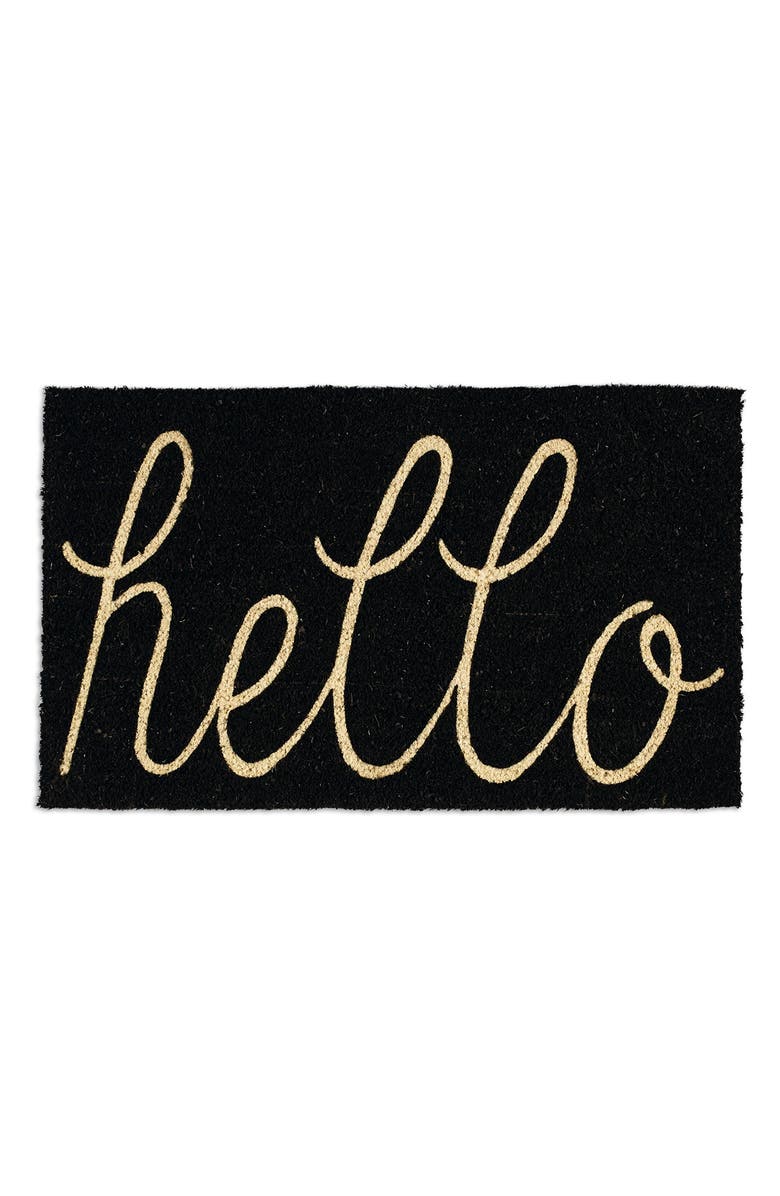 Design Imports Hello Coir Doormat, Main, color, Black