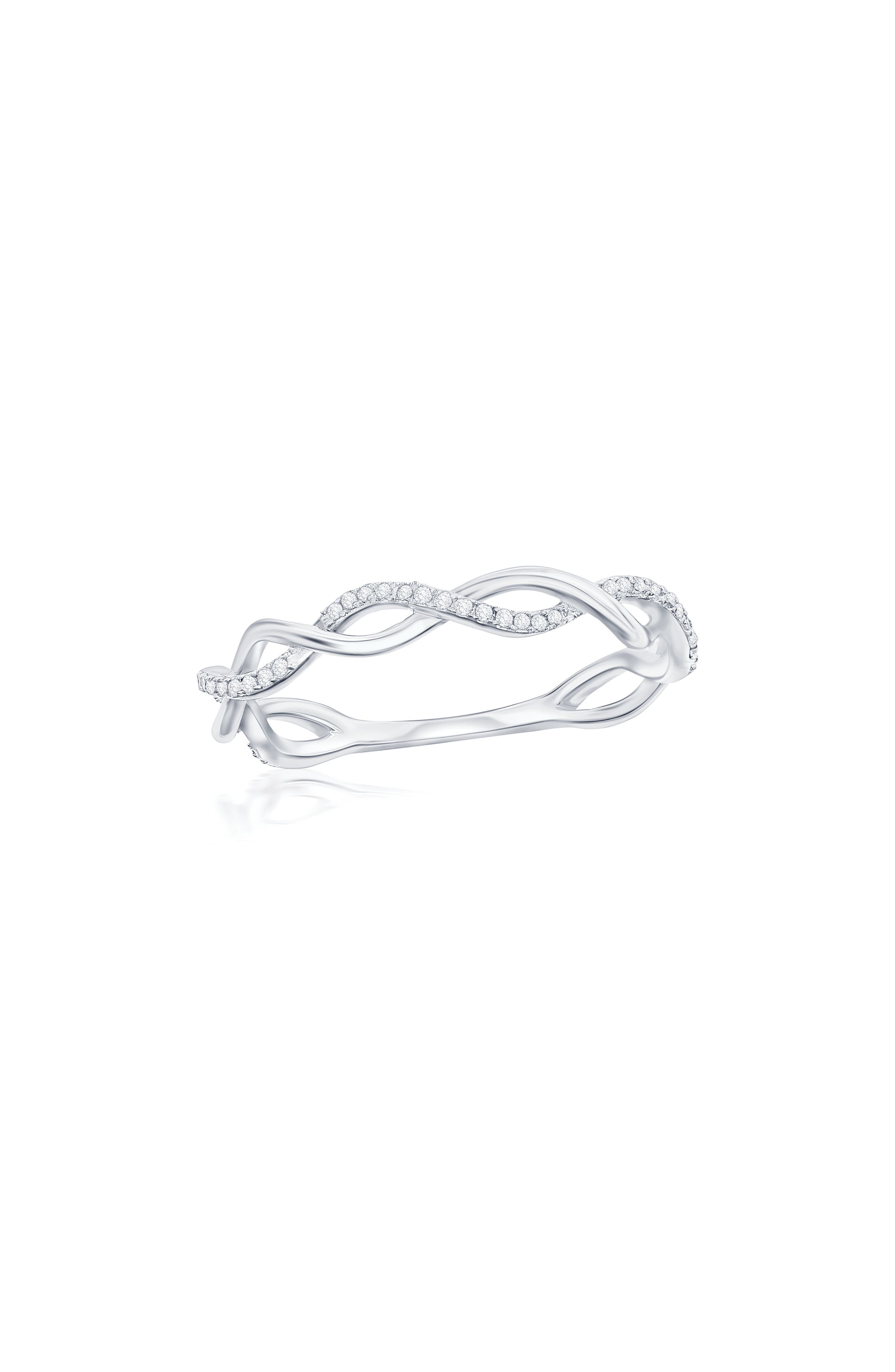 SIMONA Sterling Silver Intertwined Diamond Band Ring - 0.15ct.