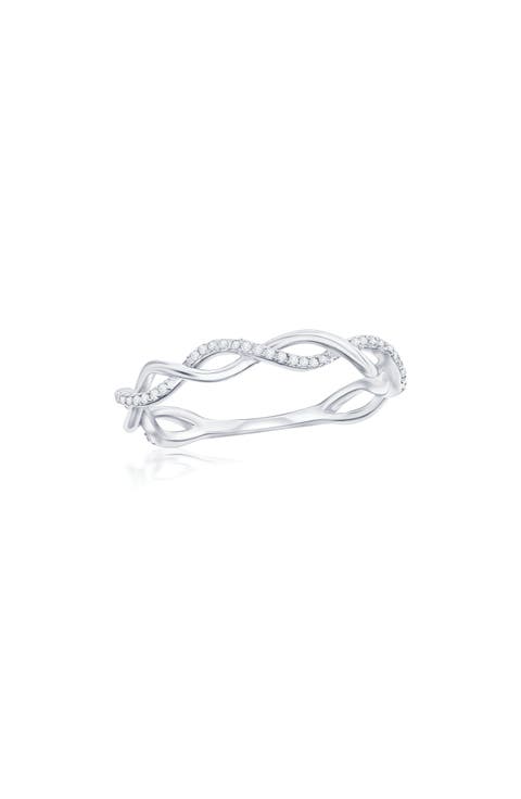 Sterling Silver Intertwined Diamond Band Ring - 0.15ct.