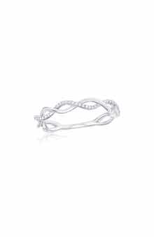 SIMONA Sterling Silver Intertwined Diamond Band Ring - 0.15ct.