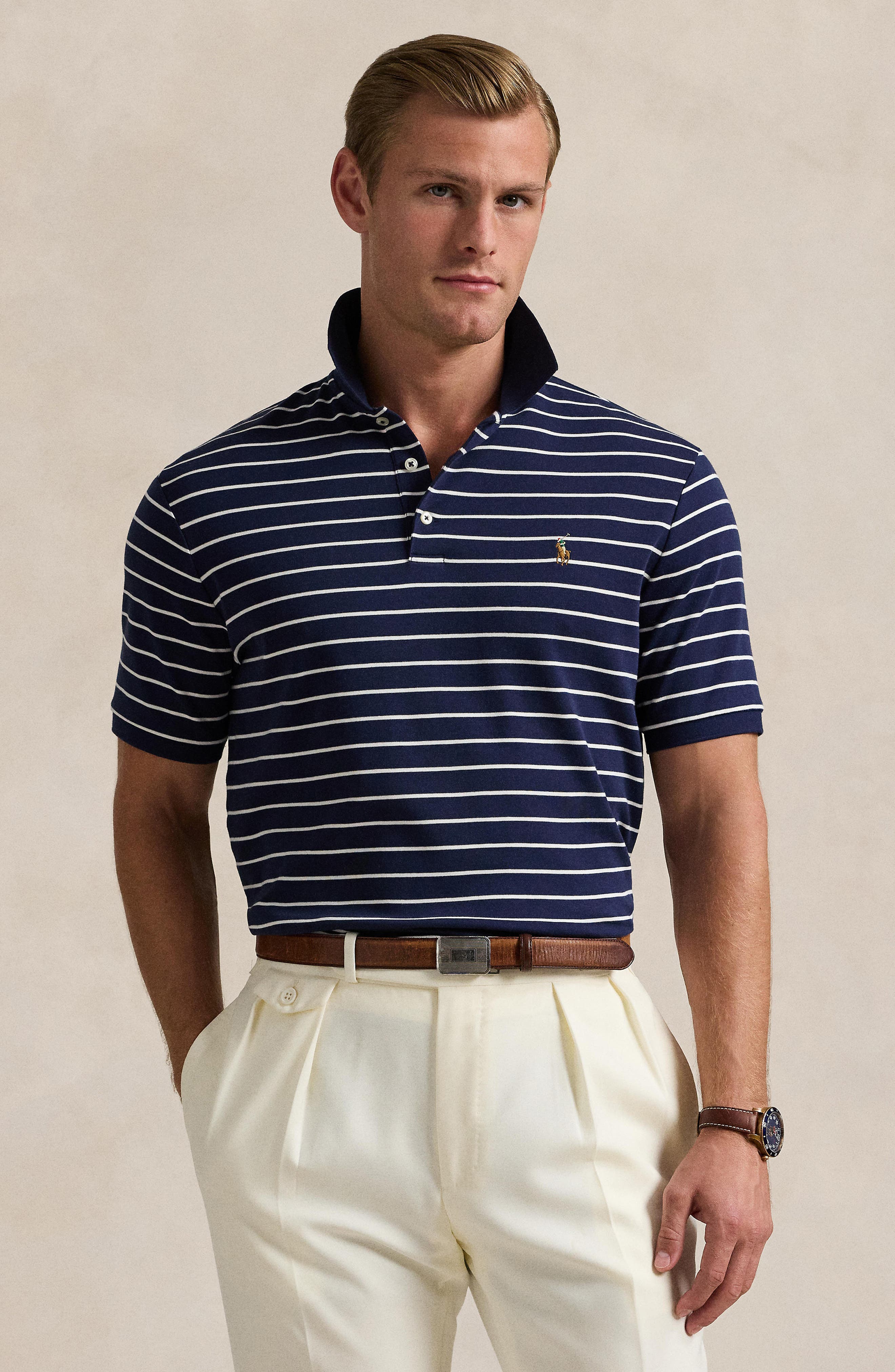 Stripe Cotton Interlock Polo - image 2