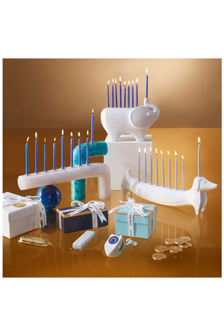 Dachshund Menorah, Alternate, color, White