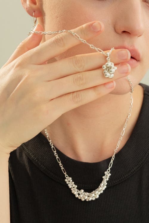 Bearfruit Jewelry Sterling Silver Isabelle Cluster Pendant Chain Necklace In Silver