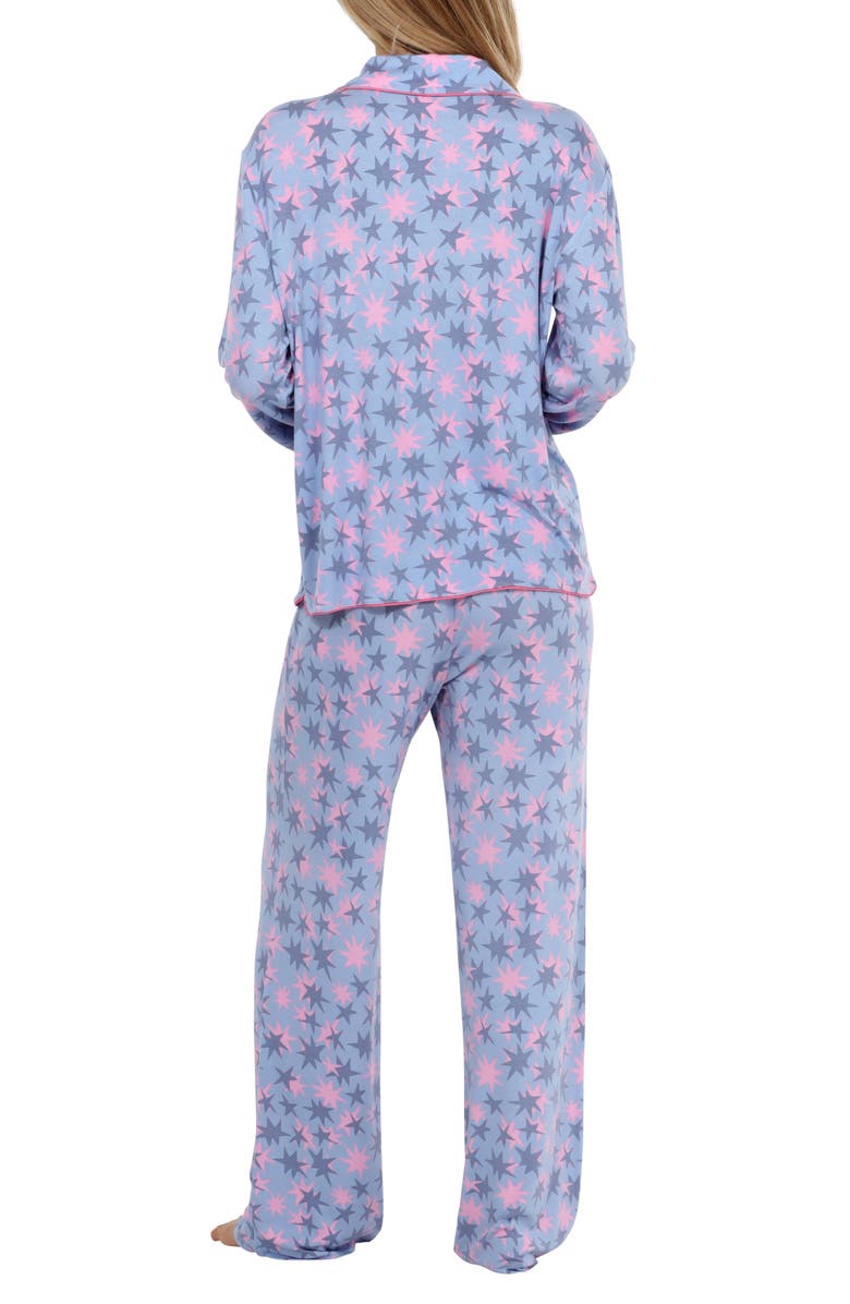 Honeydew All American Long Sleeve Jersey Pajamas, Alternate, color, Moonstruck Stars