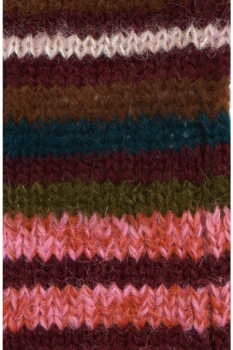 Stripe Alpaca & Merino Wool Blend Knit Arm Warmers, Alternate, color, BROWN RAINBOW