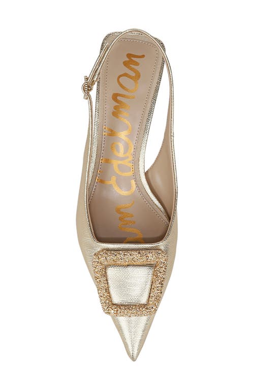 Shop Sam Edelman Kammie Slingback Pointed Toe Kitten Heel Pump In Amber Gold