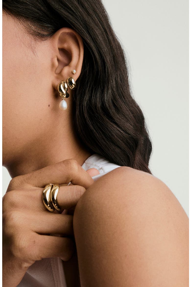 Dôme Brioche Pearl Drop Earring, Alternate, color, 18k Gold Vermeil