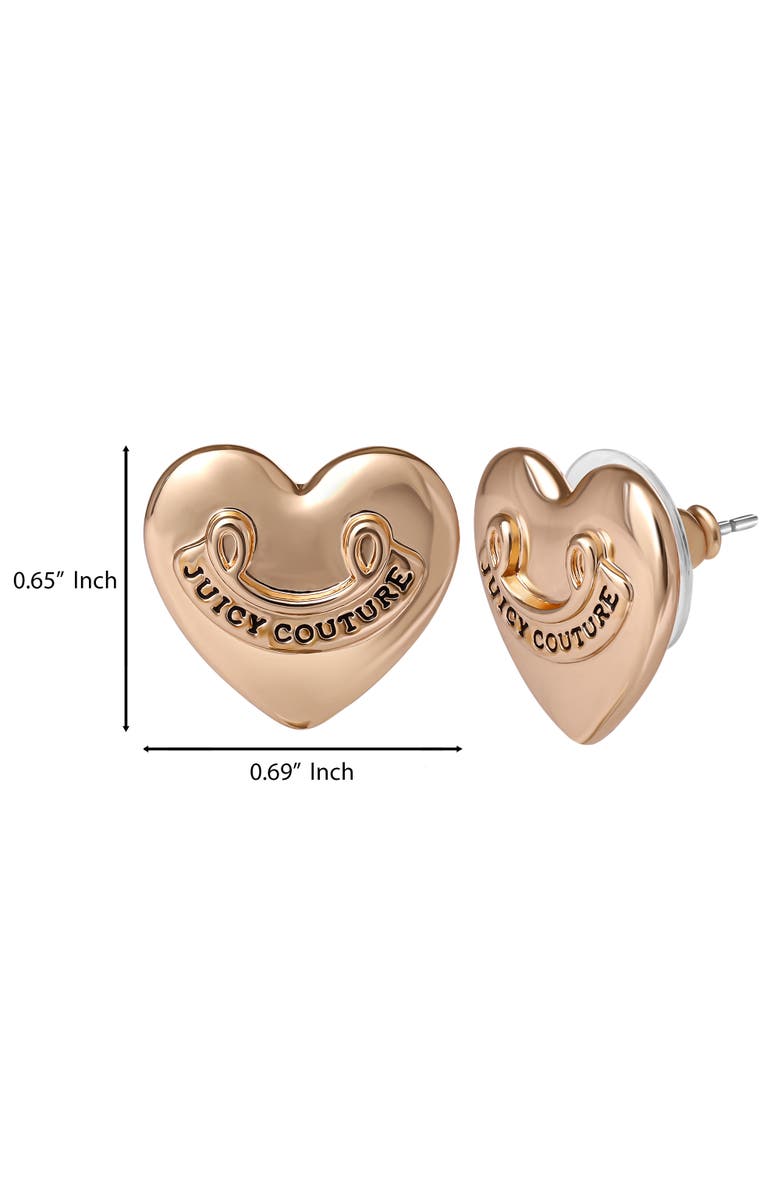 Juicy Couture Heart Stud Earrings with Iconic Logo, Alternate, color, Gold
