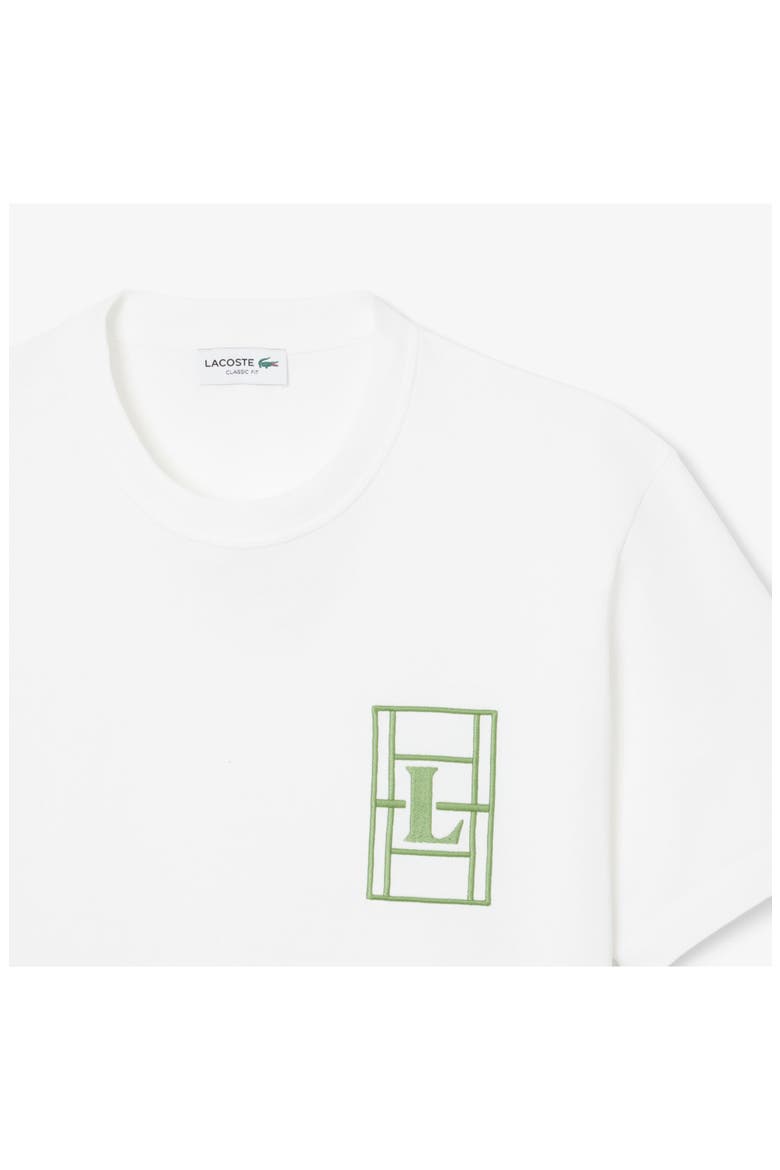 Embroidered Court Logo Cotton T-Shirt, Alternate, color, WHITE