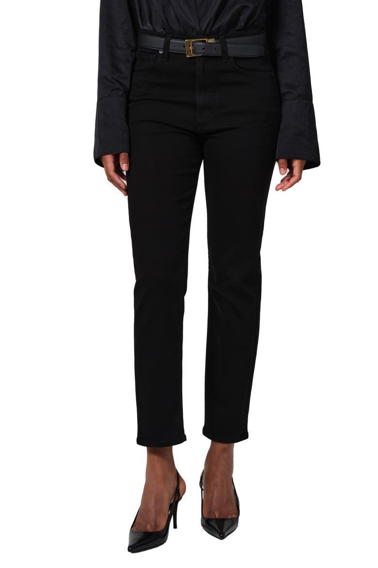 Caia High Waist Ankle Straight Leg Jeans, Main, color, PLUSH BLACK (BLACK)