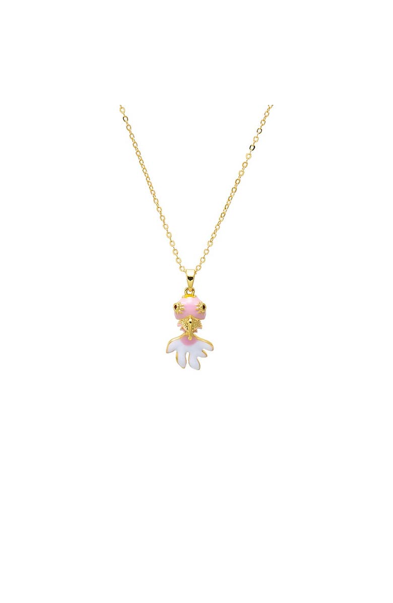 BY ADINA EDEN Pink Enamel Swimmy Fish Pendant Necklace, Main, color, Pink
