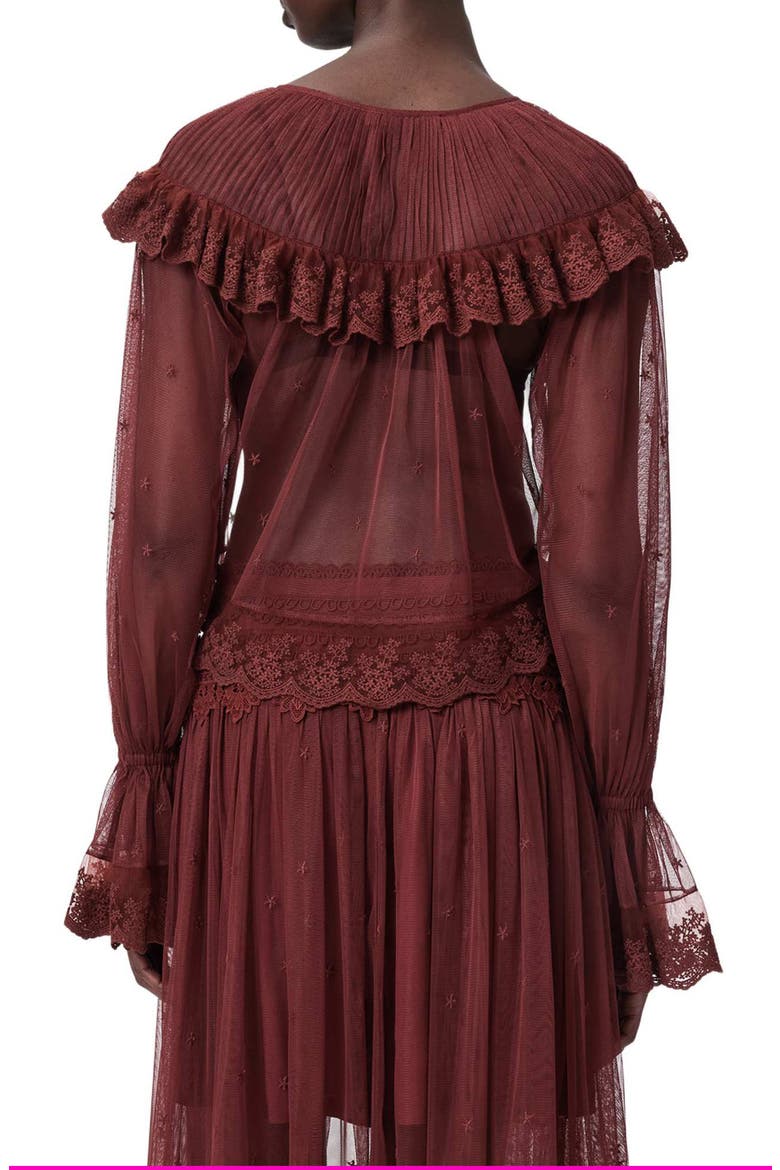 Trixie Ruffle Lace Top, Alternate, color, BURGUNDY RED