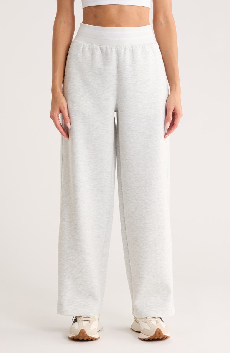 90 DEGREE BY REFLEX Sanctuary Scuba Knit Wide Leg Pants, Main, color, Heather Light Grey