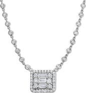 Mindi Mond Clarity³ All Diamond Halo Cube 18K White Gold Pendant Necklace