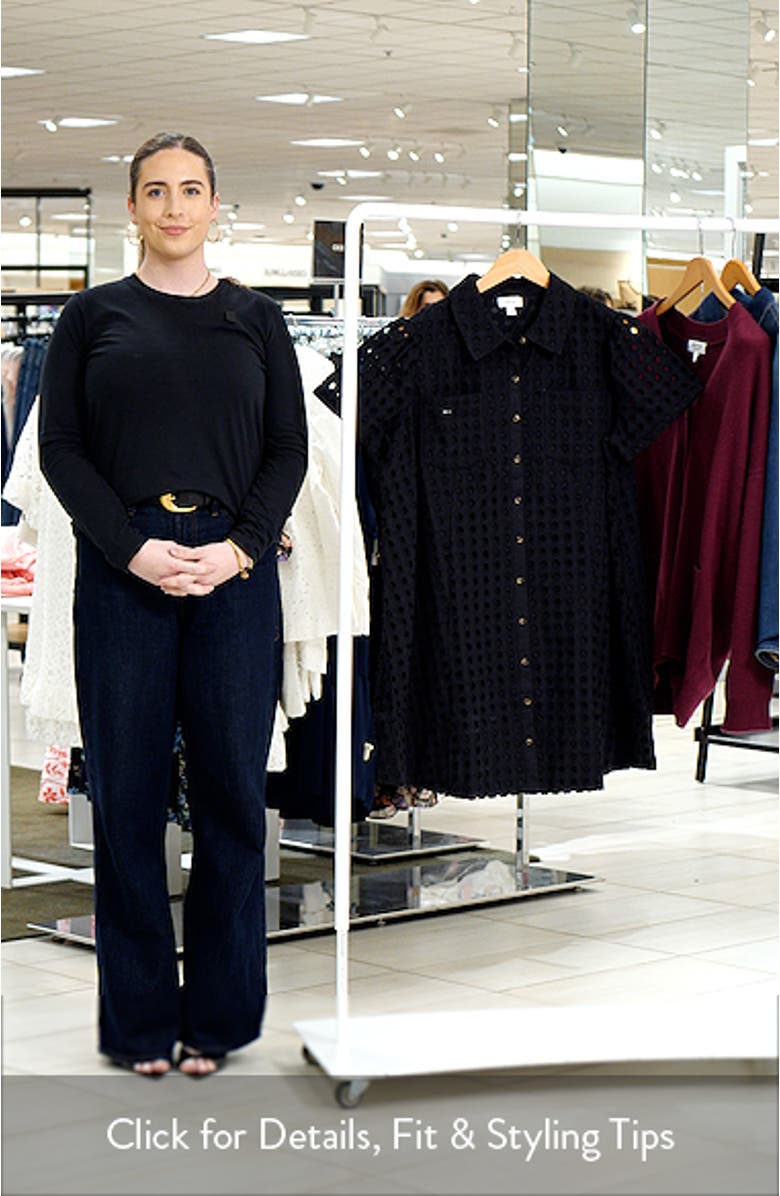 Eyelet Short Sleeve Cotton Shirtdress, sales video thumbnail