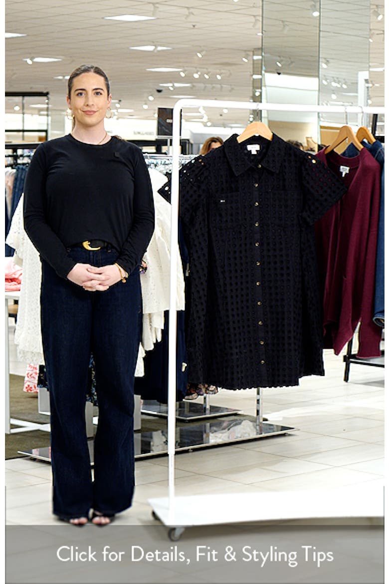Eyelet Short Sleeve Cotton Shirtdress video