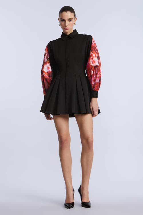 Bcbg Taffeta Twill Printed Dress In Black