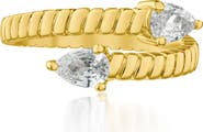 CZ by Kenneth Jay Lane Pear Cubic Zirconia Textured Bypass Ring