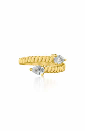 Pear Cubic Zirconia Textured Bypass Ring