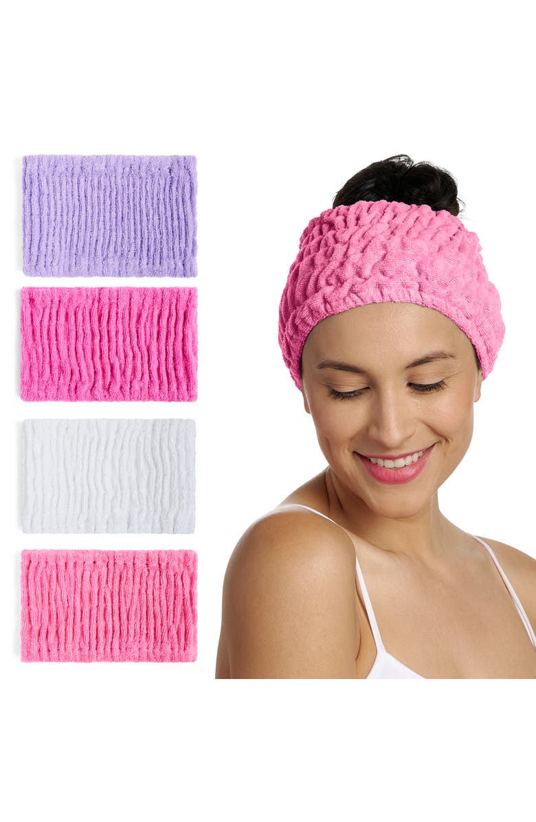 TURBIE TWIST 4 Pack Turbie Band, Extra Wide Cotton Headbands, Main, color, Berry Lovely