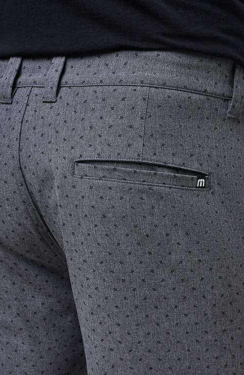 Travismathew Vegas Daze Dot Print Flat Front Stretch Shorts In Heather Dark Grey