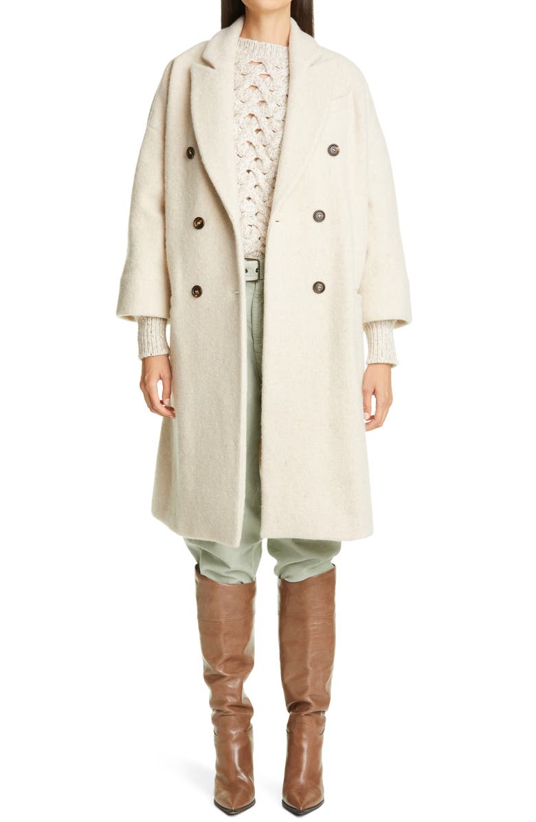 Brunello Cucinelli Cashmere Blend Double Breasted Coat, Main, color, 