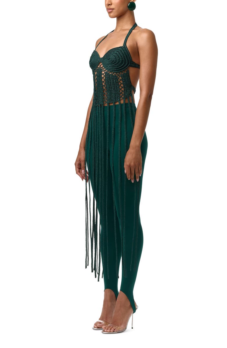 Naked Wardrobe Fringe Halter Top, Alternate, color, Jade